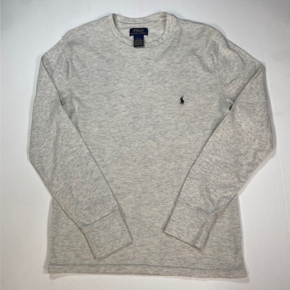 Polo Ralph Lauren Mens Grey Waffle Knit Thermal Long Sleeve Shirt Size Medium